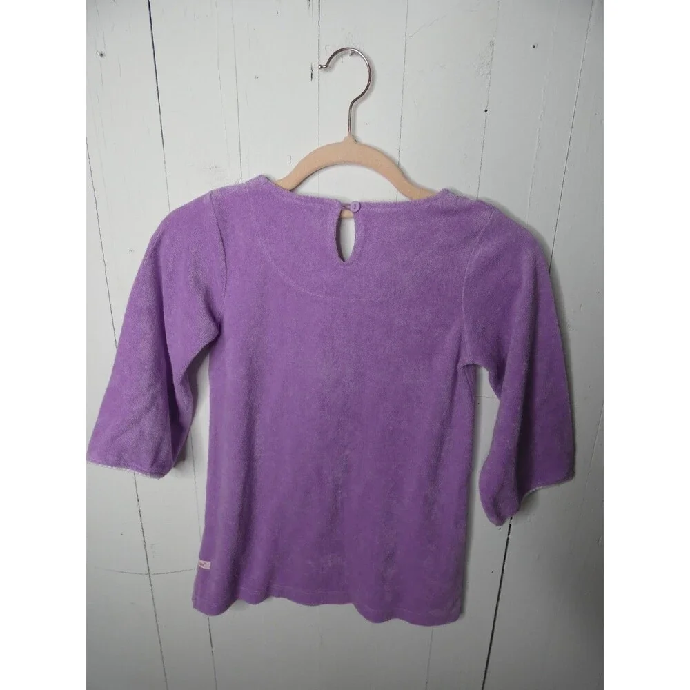 Ruffle Butts Girls 5 Purple Terry Cloth Cover Up Embroidered Pullover Dress